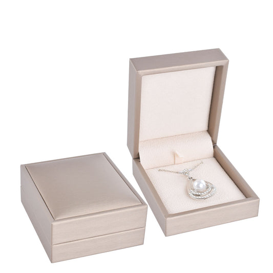 Champagne PU Covered Pendant Earring Boxes, Price for 12 Pcs