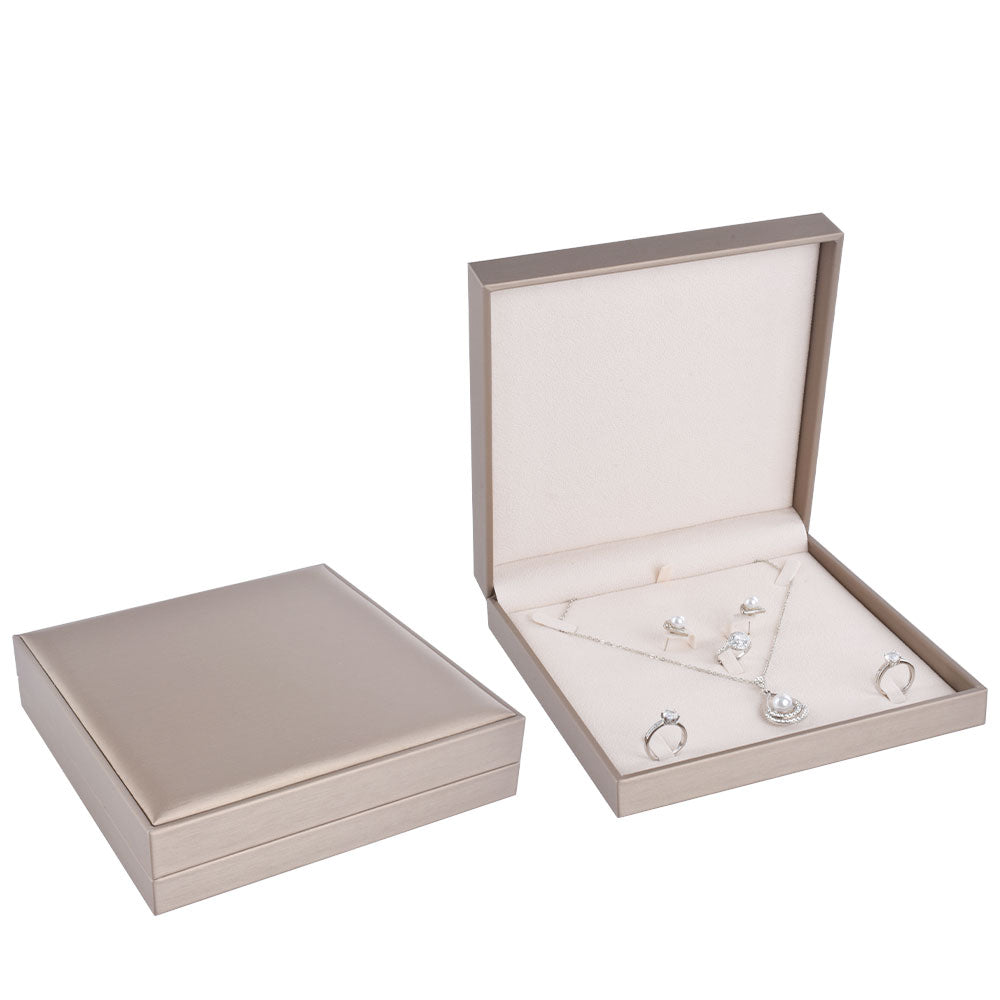 Champagne PU Covered Big Set Jewelry Boxes,Price for 3 Pcs