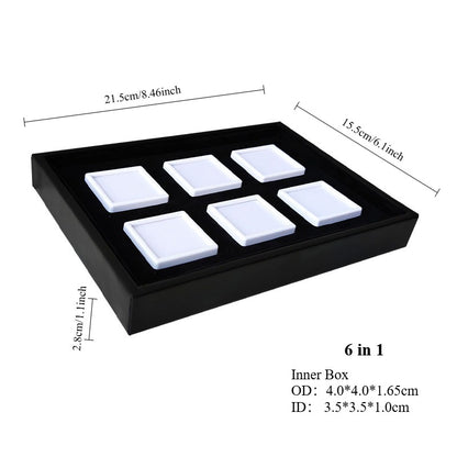 Bare stone box acrylic square plastic jewelry ring plate display PU leather tray colored gem box sample box storage