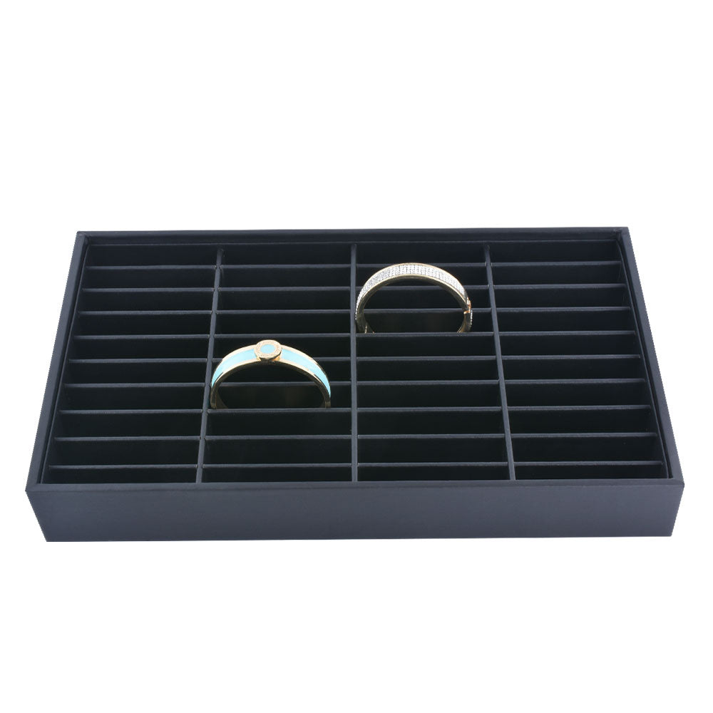 40 Squares Black PU Bangle Tray