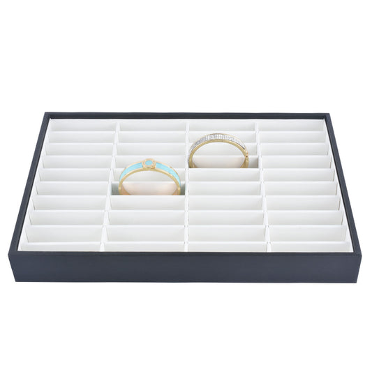 40 Squares White PU Bangle Tray