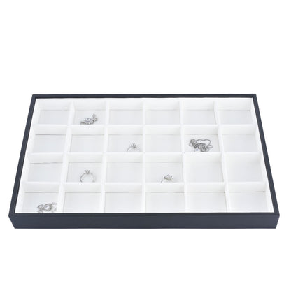 24 Squares White PU Jewelry Tray