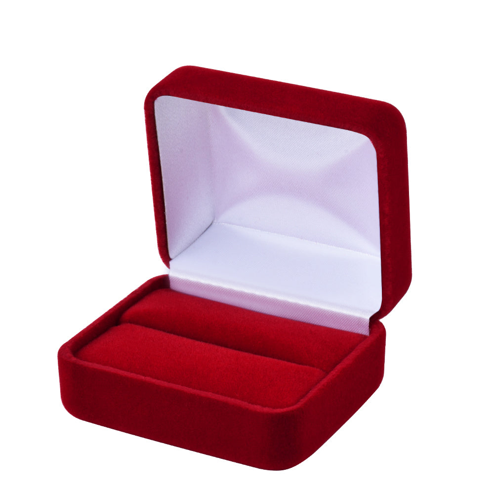 Cajas para anillos dobles de terciopelo rojo, precio por 12 piezas