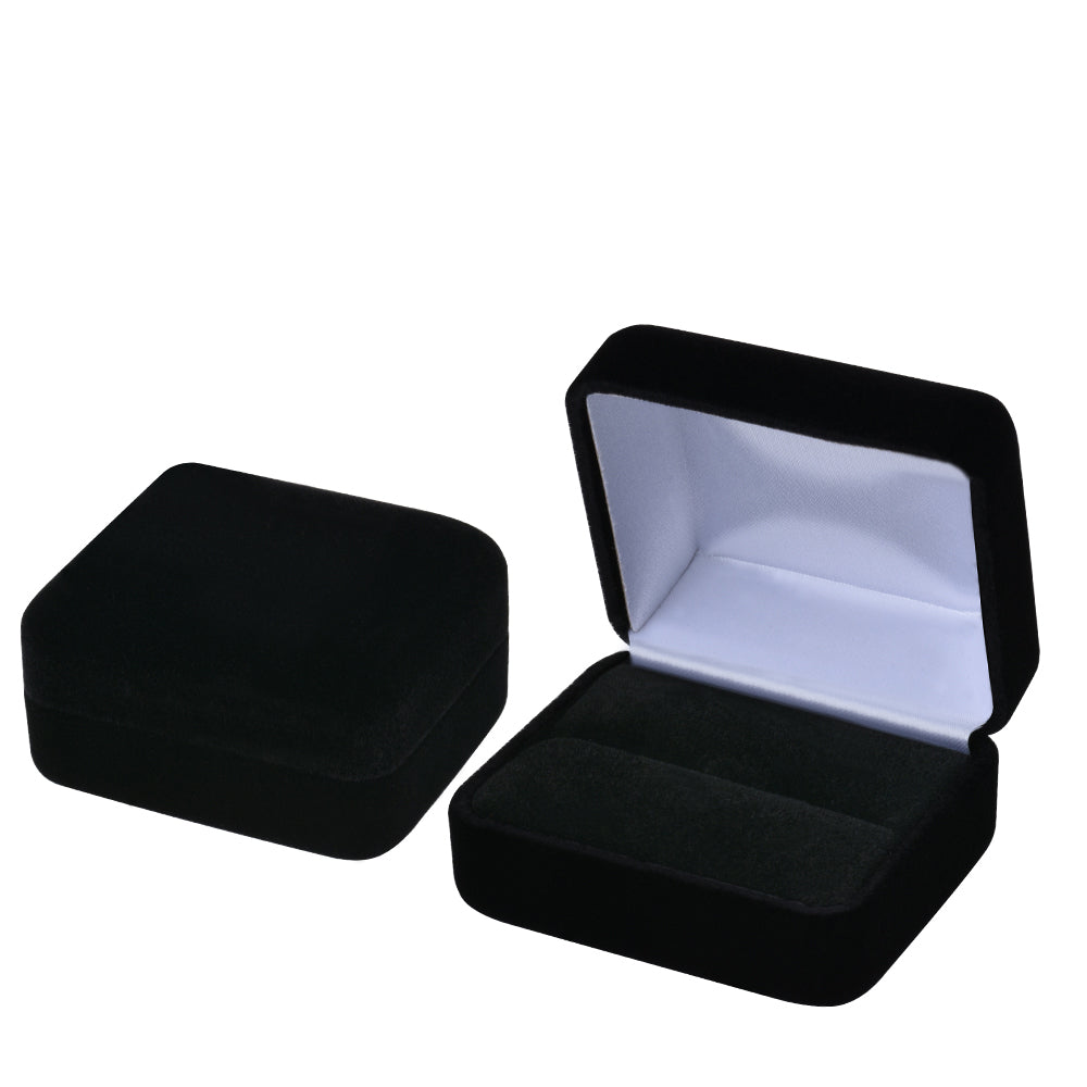 Cajas para anillos dobles de terciopelo negro, precio por 12 piezas