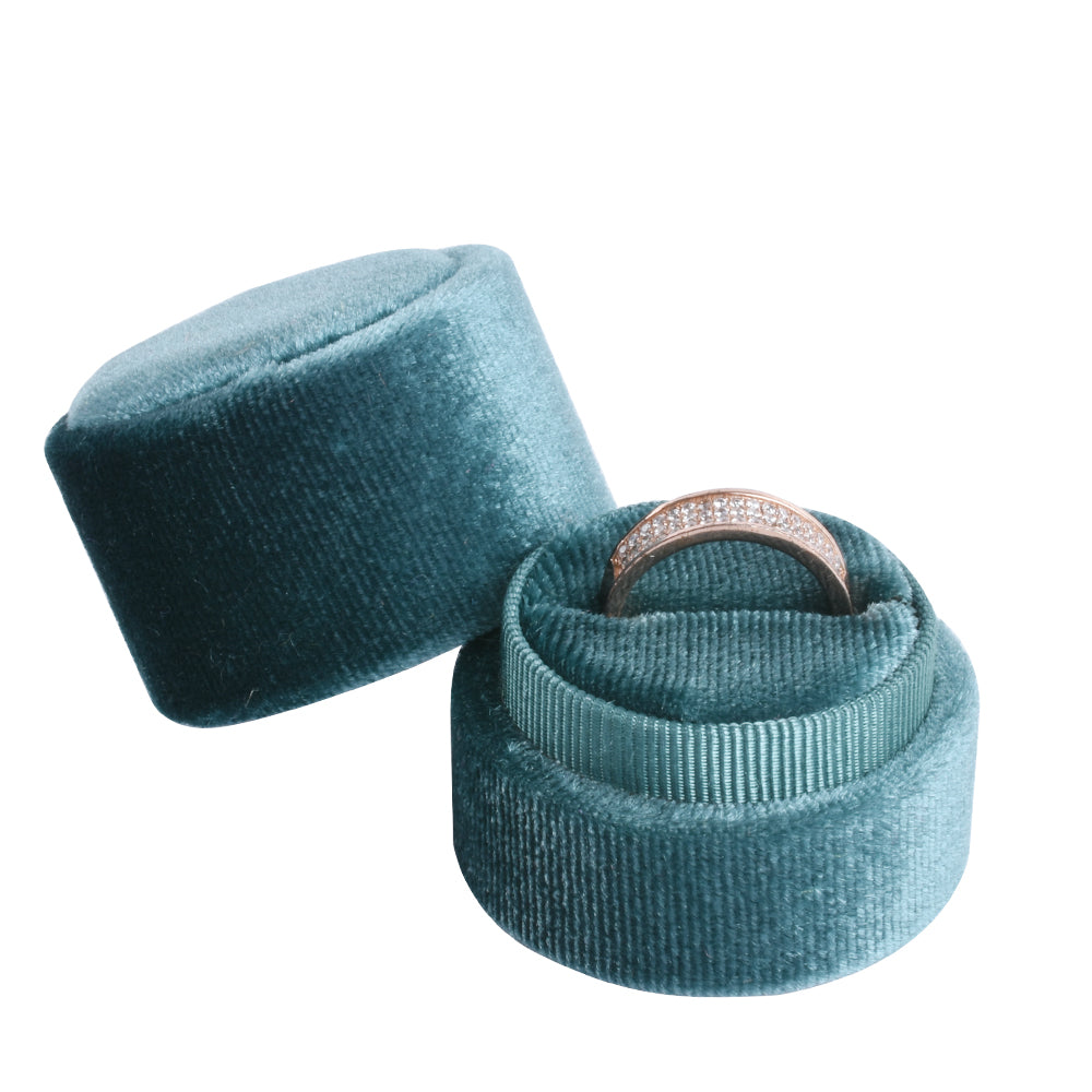 Cajas cilíndricas de terciopelo pequeñas de Cyan Fashion