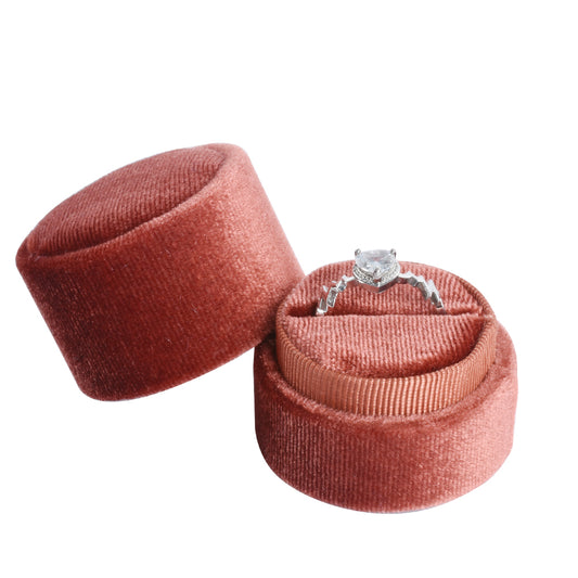 Brown Fashion Small Cylindrical Velvet Boxes