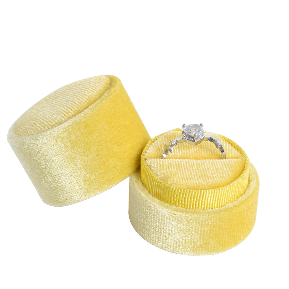 Yellow Fashion Small Cylindrical Velvet Boxes