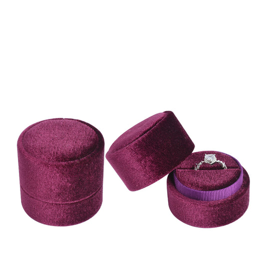 Tuscan Red Small Fashion Cylindrical Velvet Boxes