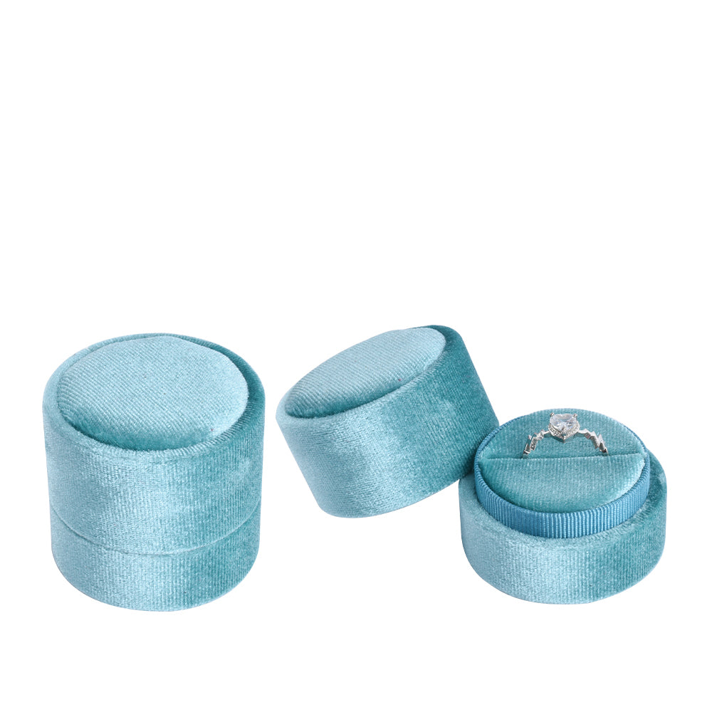 Light Blue Small Fashion Cylindrical Velvet Boxes