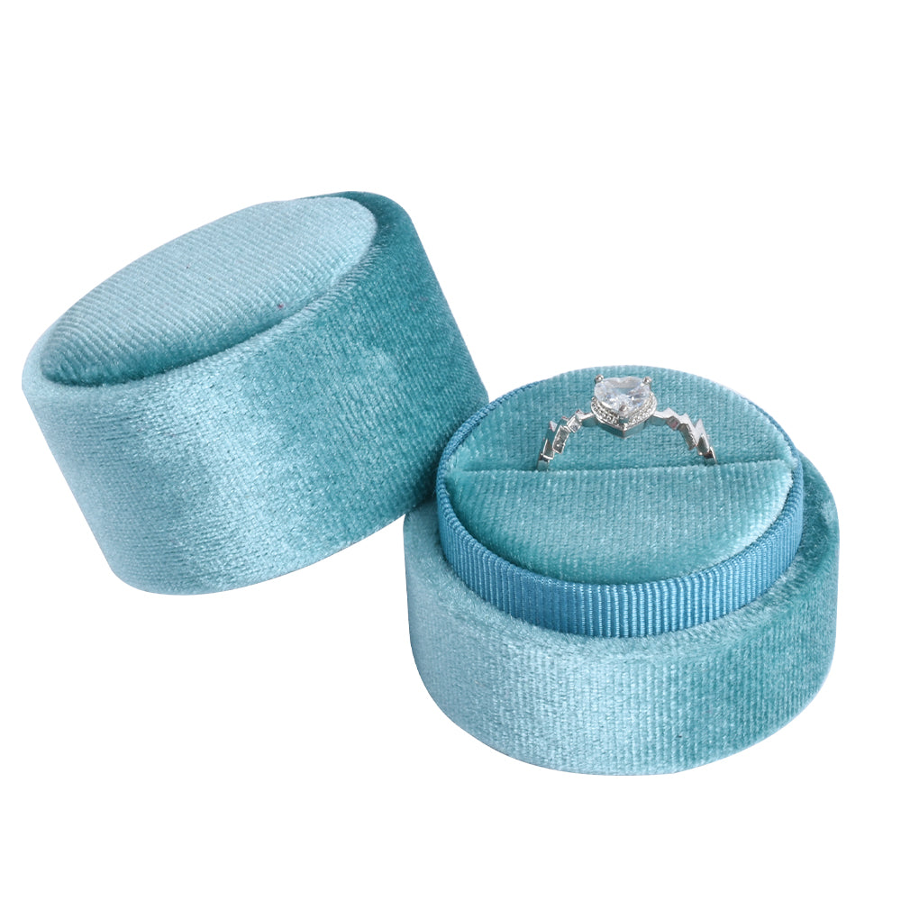 Light Blue Small Fashion Cylindrical Velvet Boxes