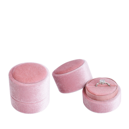 Pink Small Fashion Cylindrical Velvet Boxes