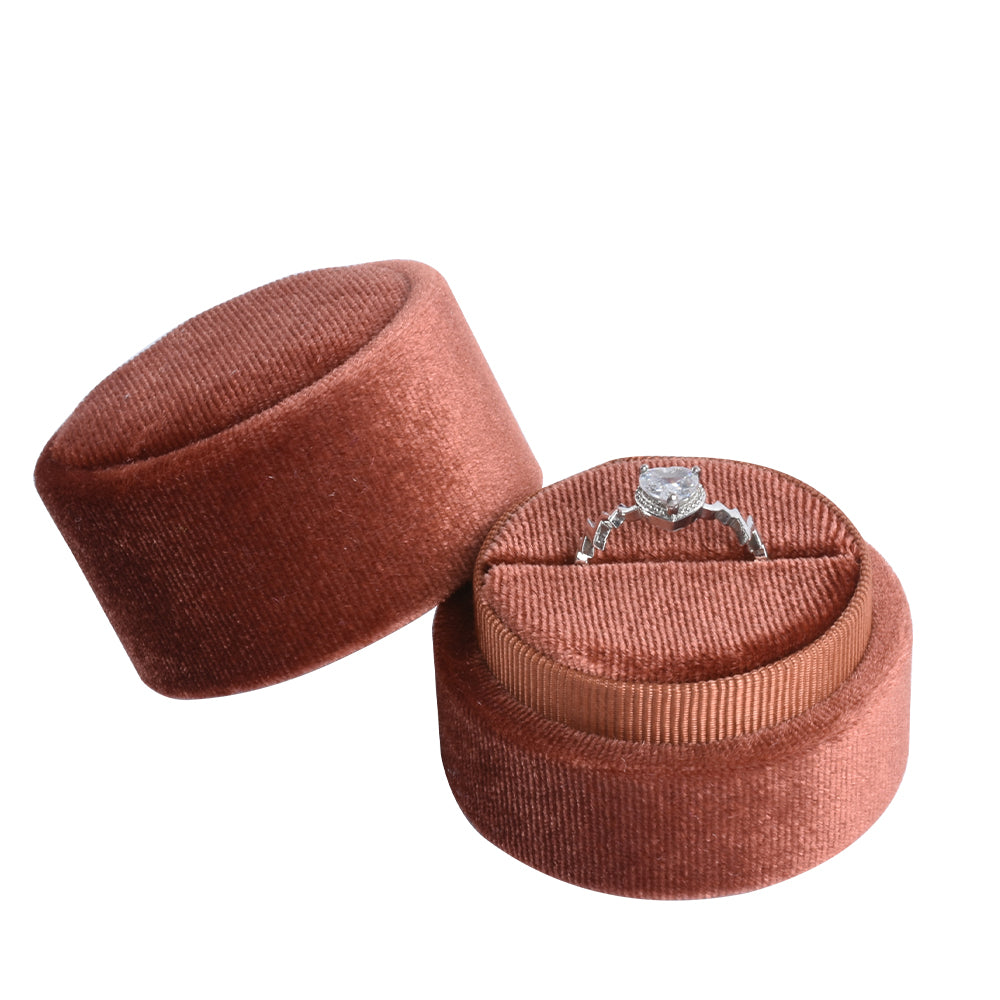 Brown Small Fashion Cylindrical Velvet Boxes