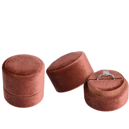 Brown Small Fashion Cylindrical Velvet Boxes