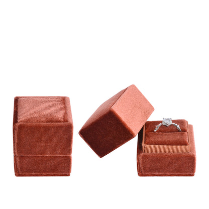 Brown Fashion Small Square Velvet Boxes