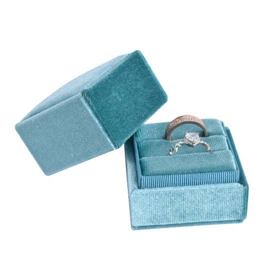 Light Blue Fashion Small Square Velvet Boxes