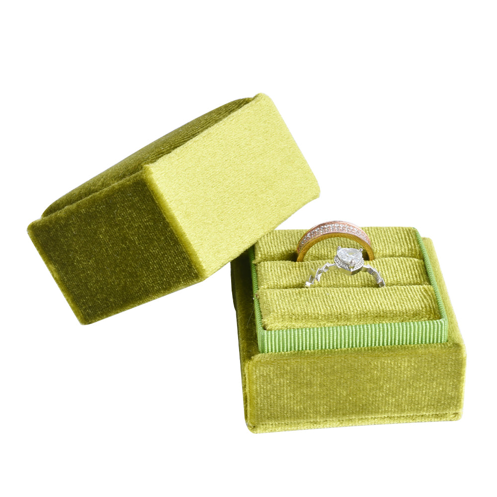 Green Fashion Small Square Velvet Boxes