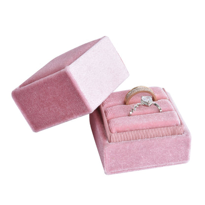 Cajas de terciopelo cuadradas pequeñas de moda rosa