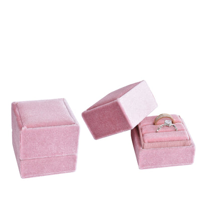 Cajas de terciopelo cuadradas pequeñas de moda rosa