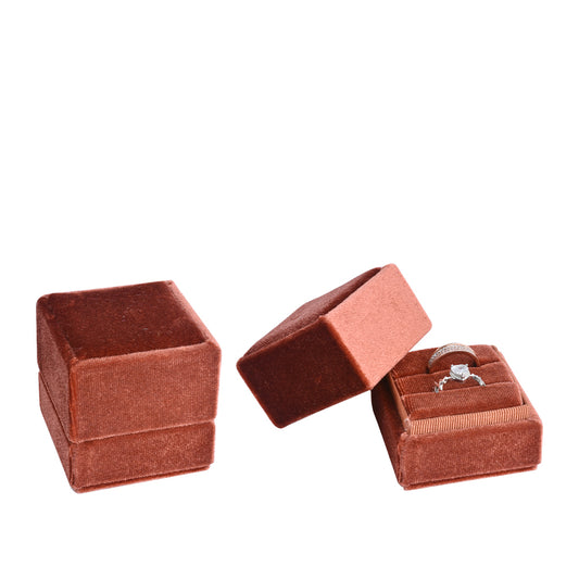 Brown Fashion Small Square Velvet Boxes