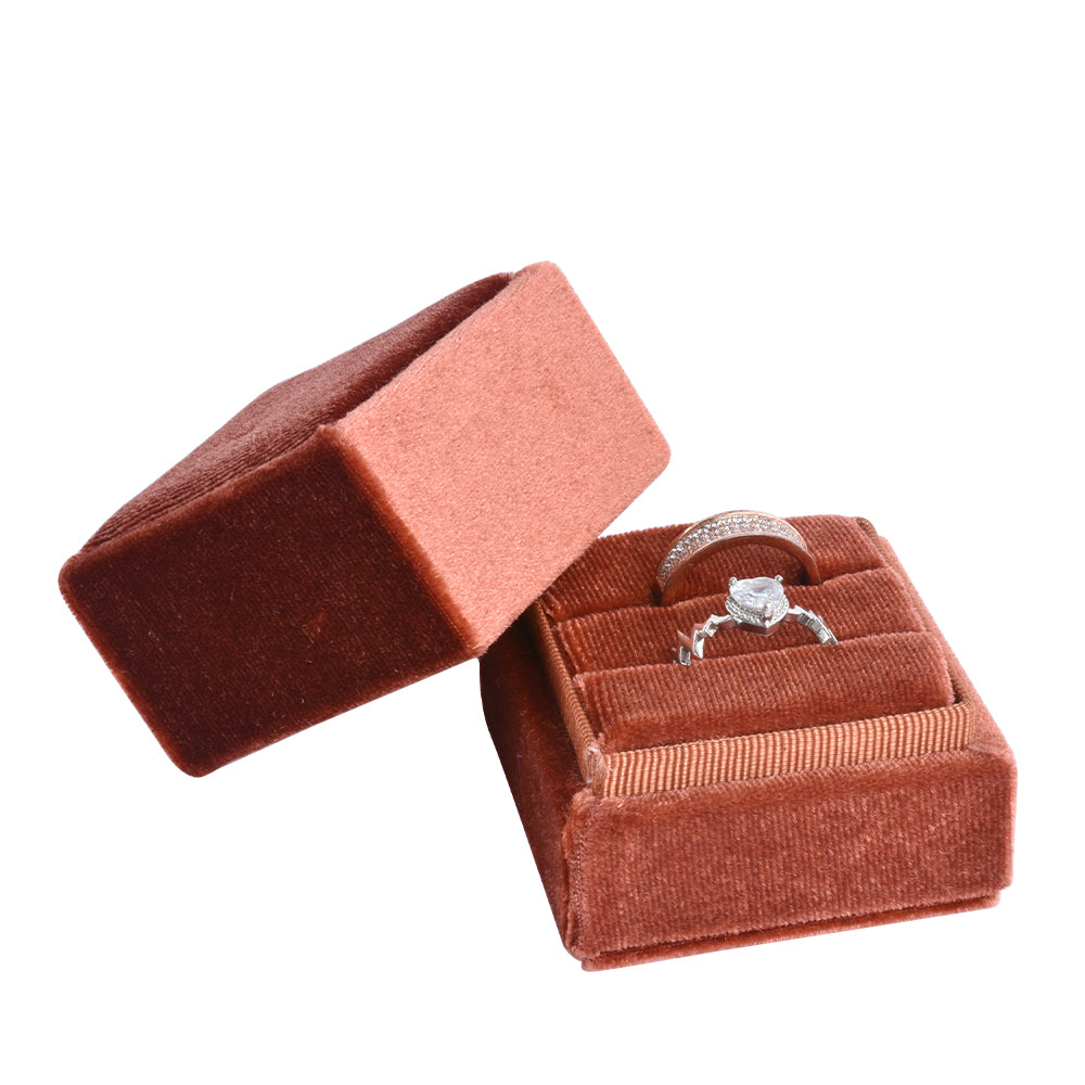 Brown Fashion Small Square Velvet Boxes