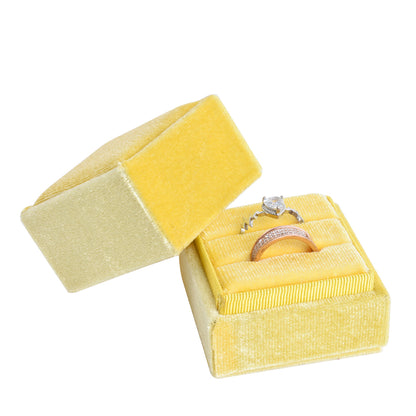 Yellow Fashion Small Square Velvet Boxes