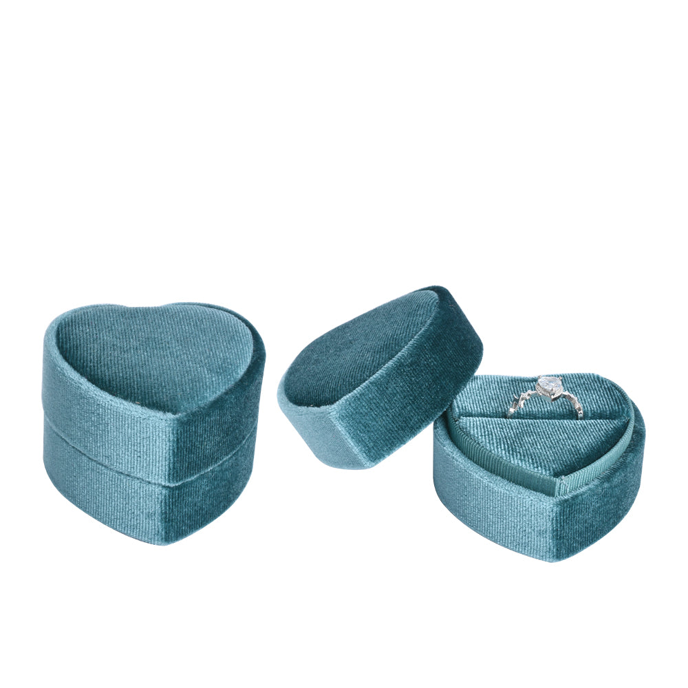 Cyan Fashion Heart-shaped Velvet Boxes