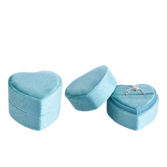 Light Blue Fashion Heart-shaped Velvet Boxes