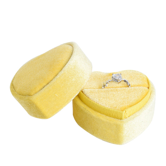 Yellow Fashion Heart-shaped Velvet Boxes