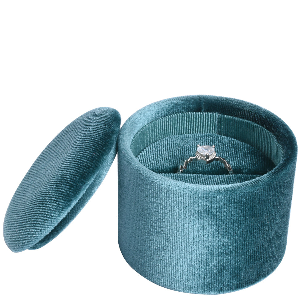 Cyan Large Cylindrical Velvet Boxes