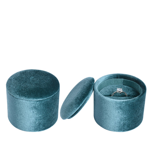 Cyan Large Cylindrical Velvet Boxes