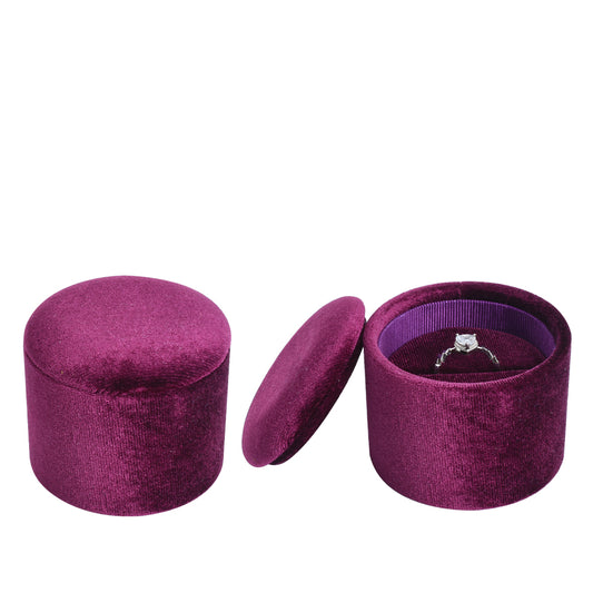 Tuscan Red Large Cylindrical Velvet Boxes