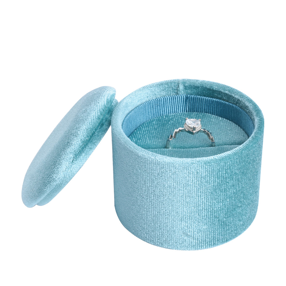 Light Blue Large Cylindrical Velvet Boxes