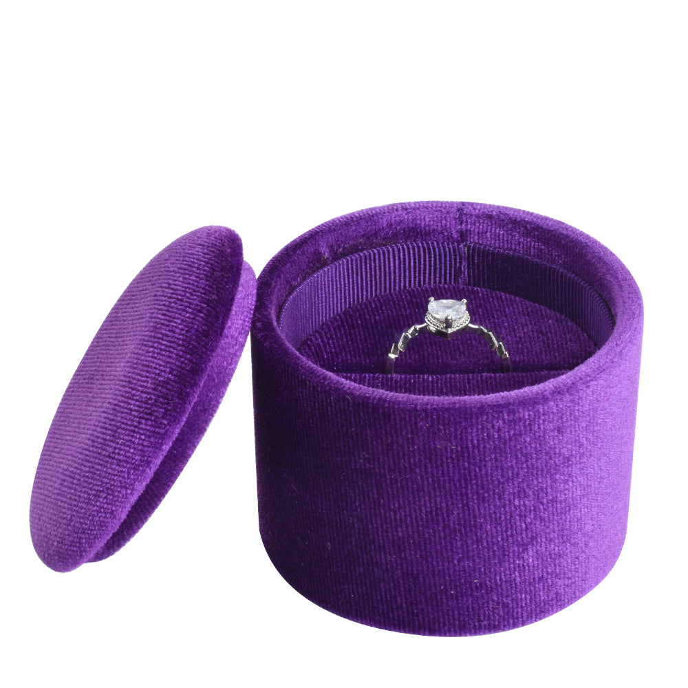 Purple Large Cylindrical Velvet Boxes