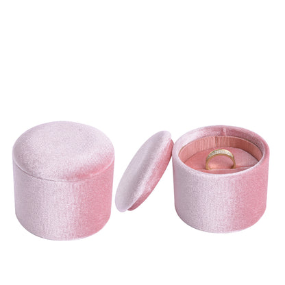 Pink Large Cylindrical Velvet Boxes