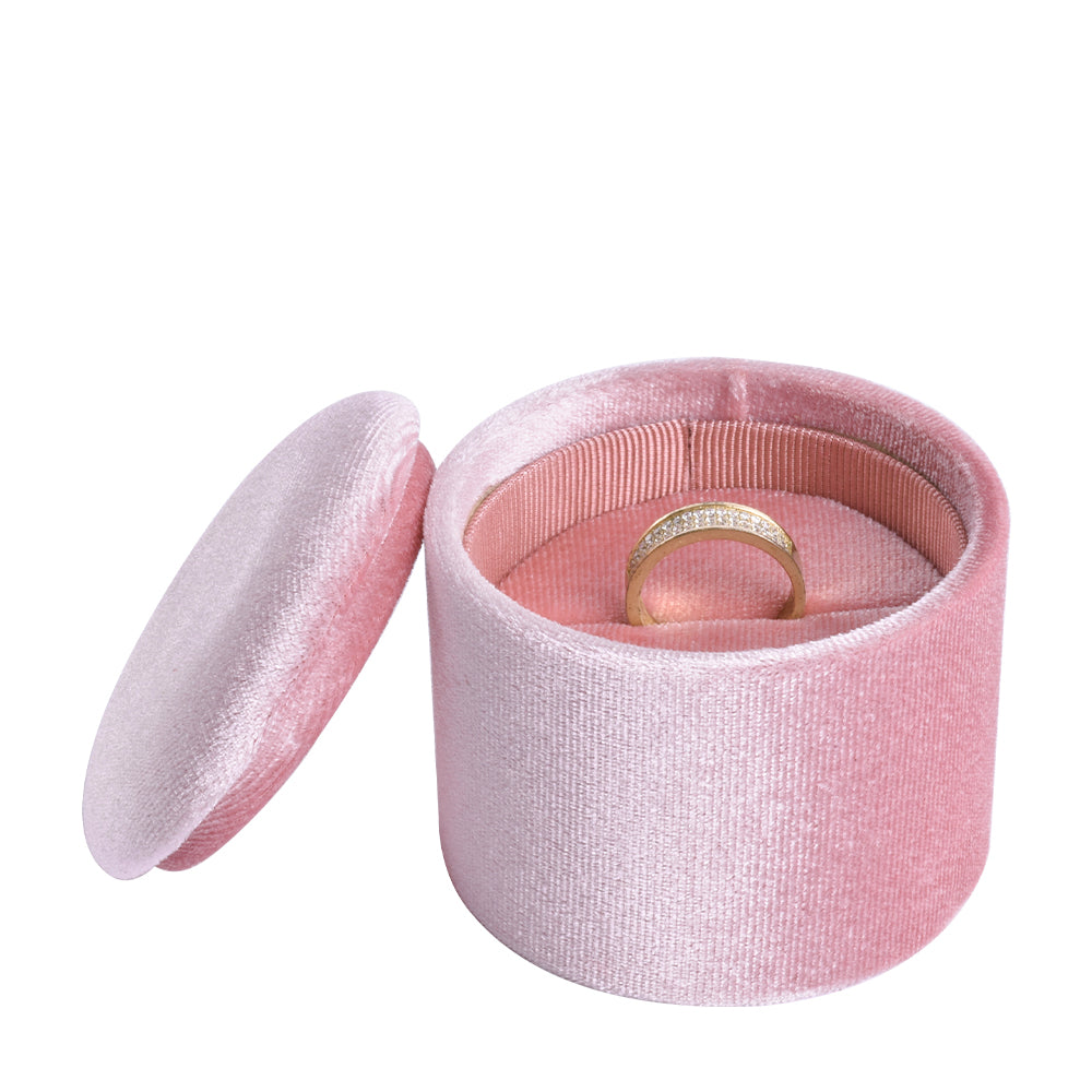 Pink Large Cylindrical Velvet Boxes