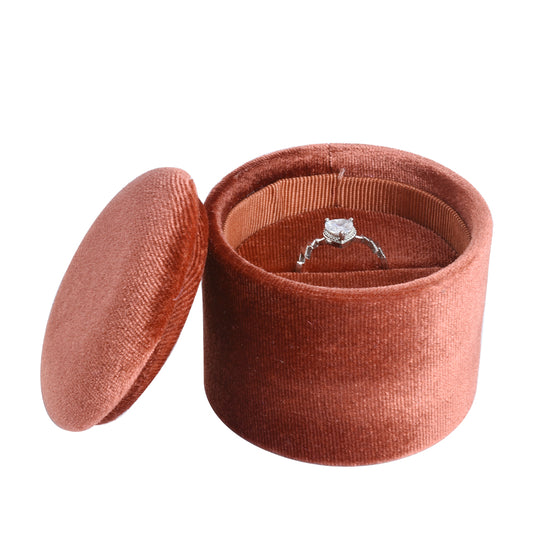 Brown Large Cylindrical Velvet Boxes