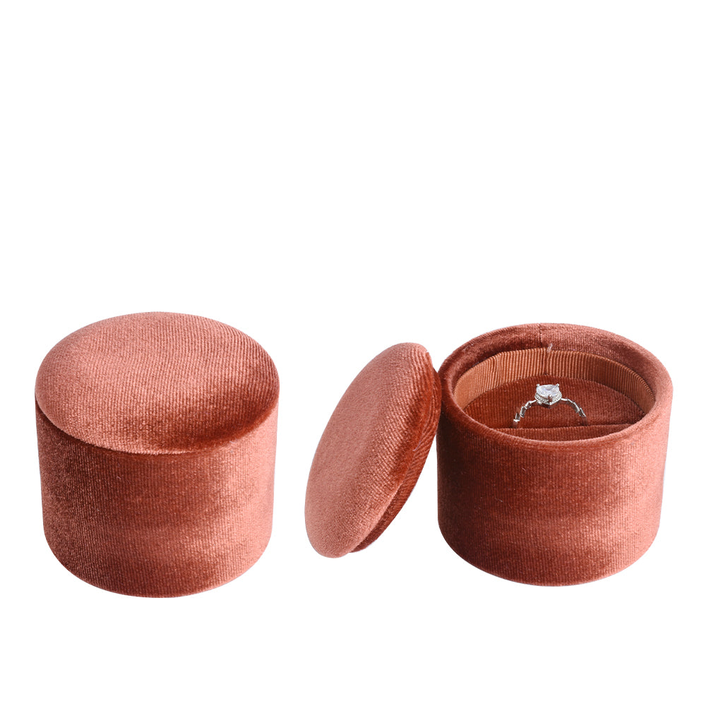 Brown Large Cylindrical Velvet Boxes