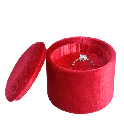 Red Large Cylindrical Velvet Boxes