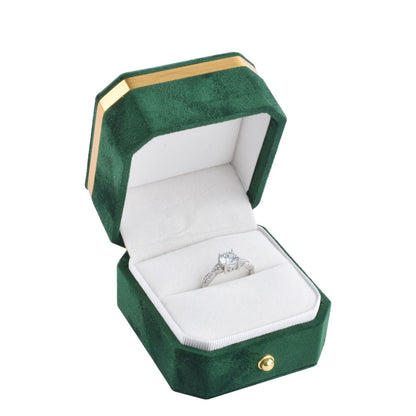 Green Microfiber Velvet Covered Ring Box