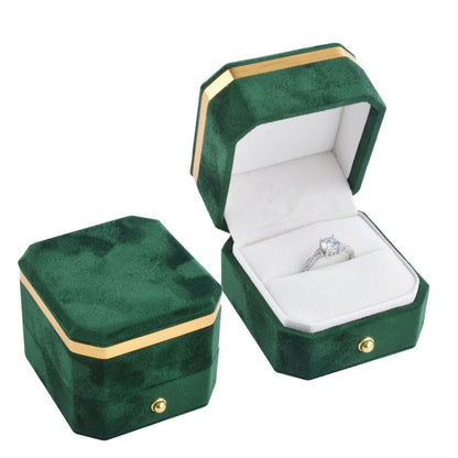 Green Microfiber Velvet Covered Ring Box