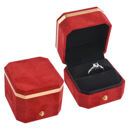 Red Microfiber Velvet Covered Ring Box