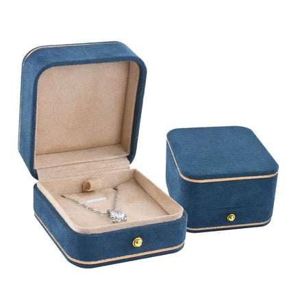 Caja para collar y pendientes con colgante de gamuza sintética de alta gama de color azul