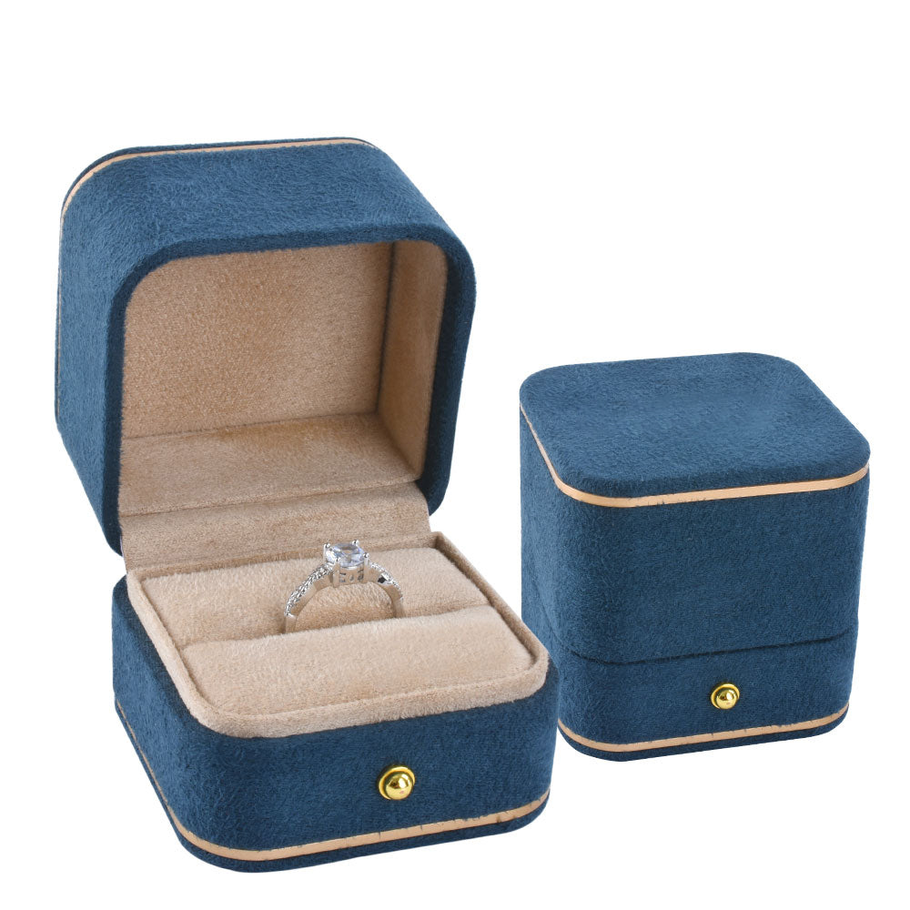 Blue High-end faux suede Ring Box