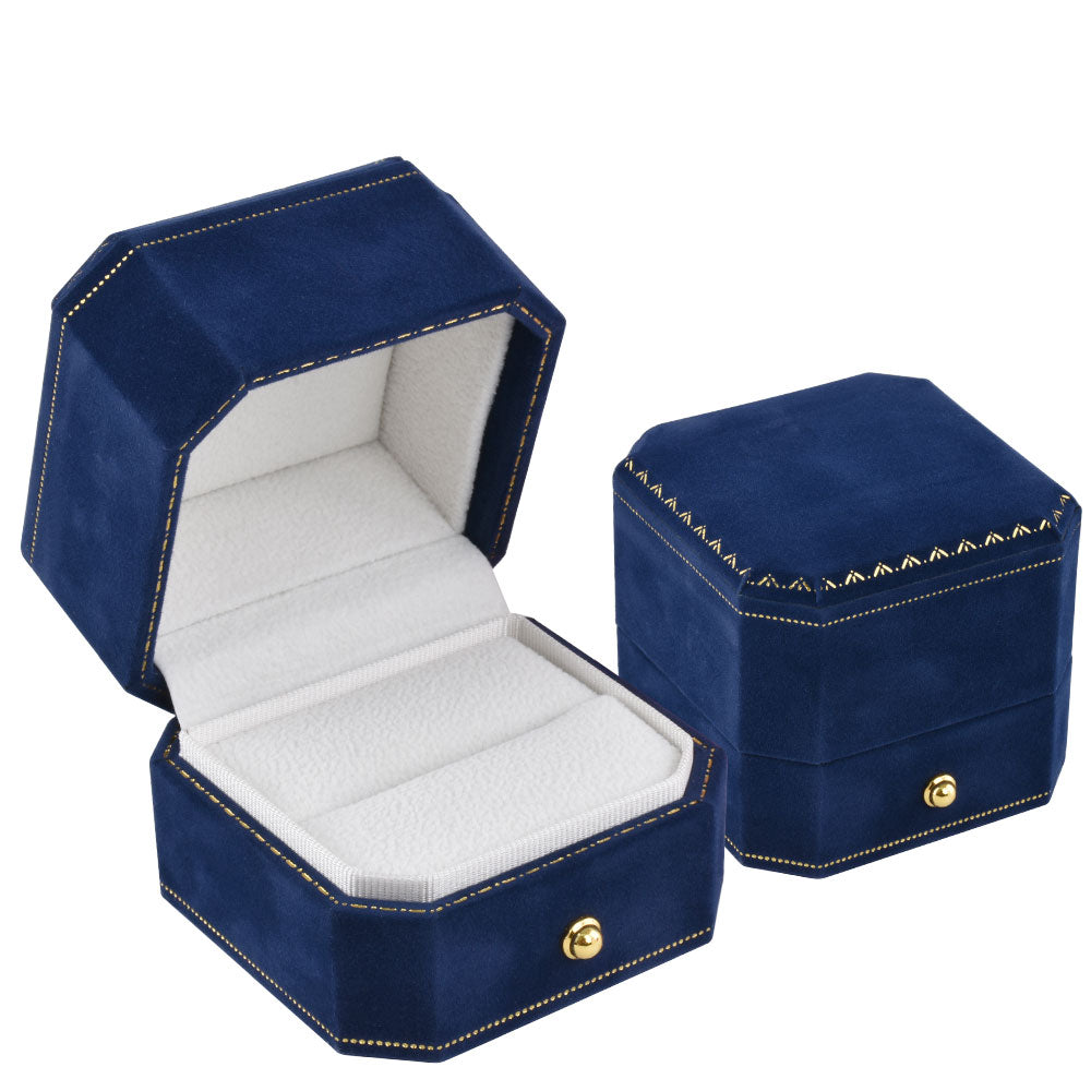 Luxury Blue Velvet Covered Ring Boxes Price for 12PCS