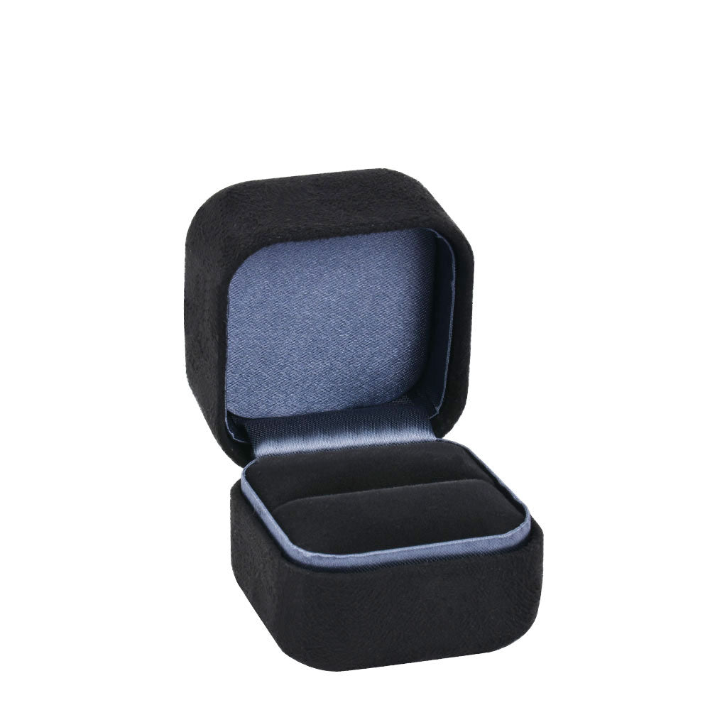 Cajas pequeñas para anillos de terciopelo negro mate, precio por 12 unidades