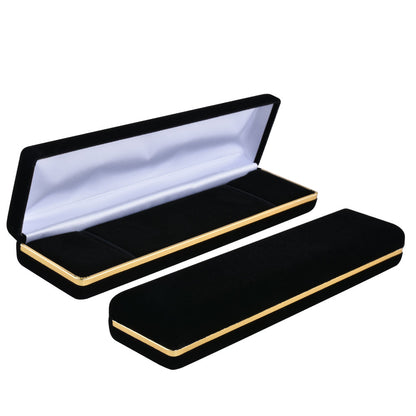 Black Velvet Bracelet Boxes With Gold Trim,Price For 6PCS