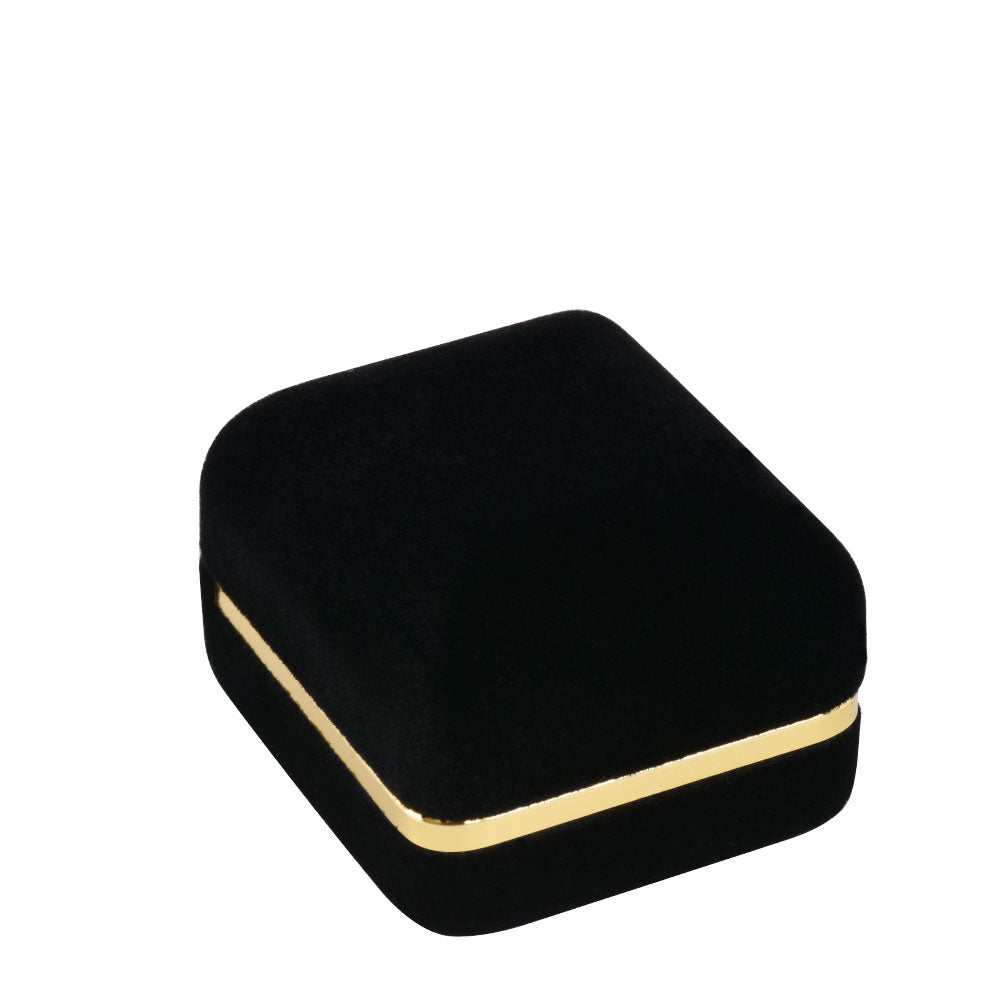 Cajas para anillos de terciopelo negro con borde dorado, precio por 12 piezas