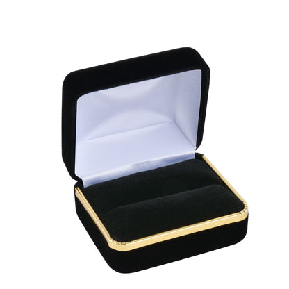 Black Velvet Double Ring Boxes with Gold Trim,Price For 12PCS