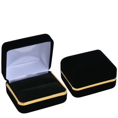 Black Velvet Double Ring Boxes with Gold Trim,Price For 12PCS