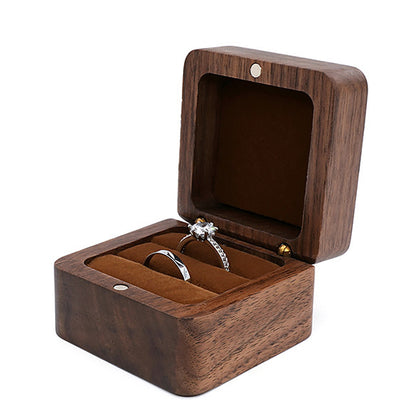 Square Wooden Double Ring Box